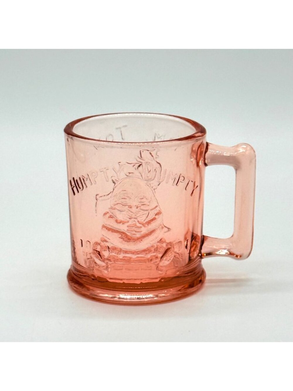 Vintage Pink Pressed Glass Humpty Dumpty Nursery Rhyme Mug By Tiara Indiana Glas